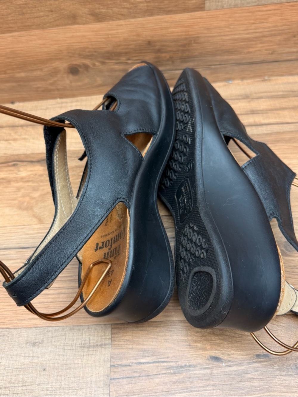 Finn Comfort Black Leather Adjustable Strap Slingback Sandals Size 8.5 A - Picture 5 of 8